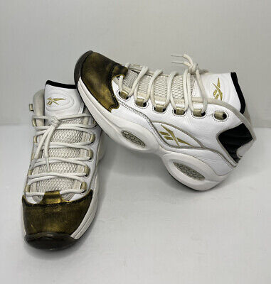 Reebok Question Mid 9.5 Respect My Shine Black Gold EF7599 Iverson #3 | eBay