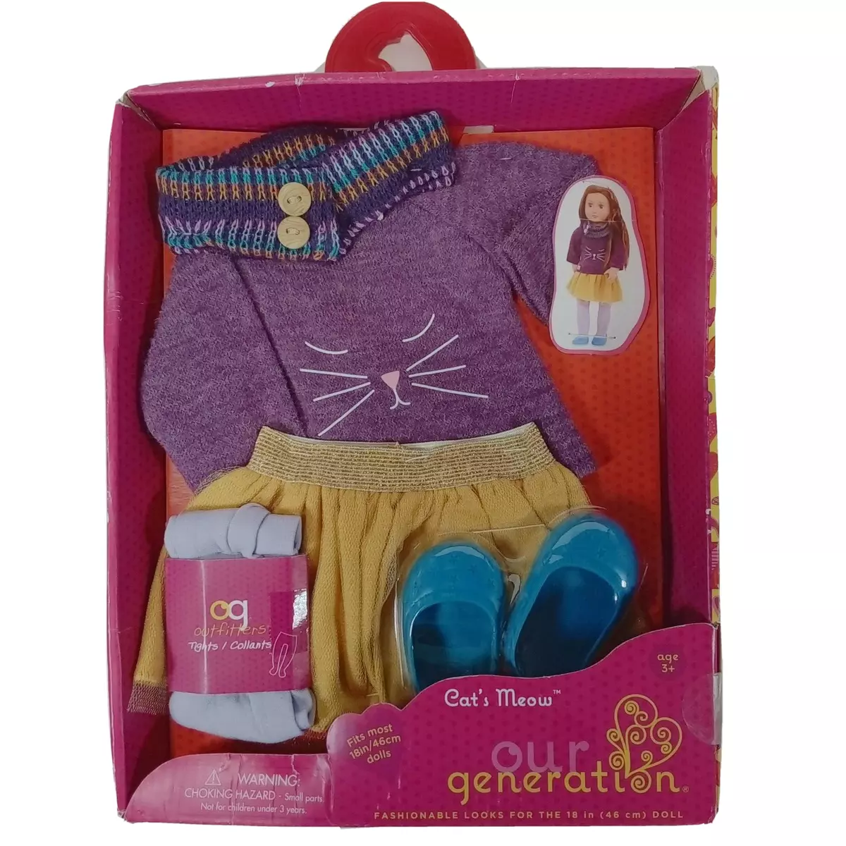 Our Generation Doll Outfit - Cat's Meow - Cat Face Sweater - Retired New In  Box