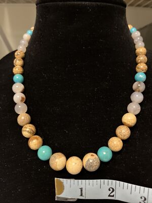 Jay King Multi Color Gemstone Graduating Round Bead Necklace DTR Mine Finds 76g