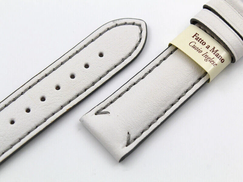 Correa de piel de becerro de cuero genuino Morellato hecha a mano en Italia idea de regalo blanca Foto 4 de 4