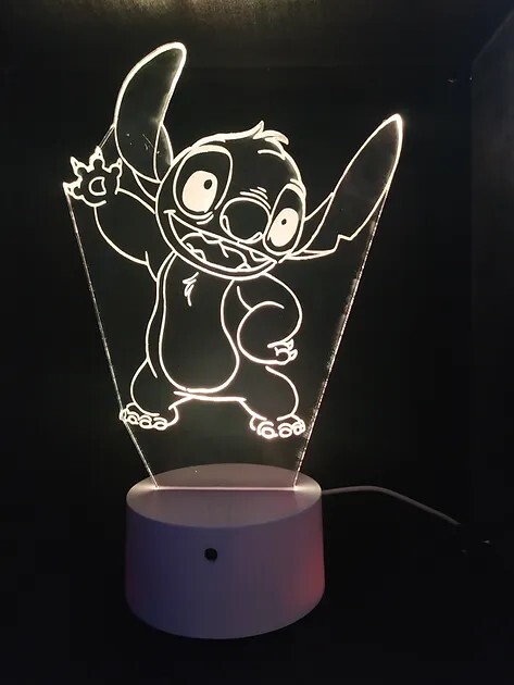 Lampe LED anime 3D Stitch dotée d'une télécommande sans fil et 16 teintes d'ambiance