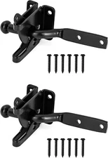 2 Pack 2 3/8" Steel Automatic Self-Locking Gravity Lever Fence Gate Latch BLACK