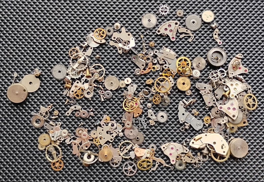Huge Watchmaker watch parts lot assorted Wyler Everbrite AN Stuart Libela