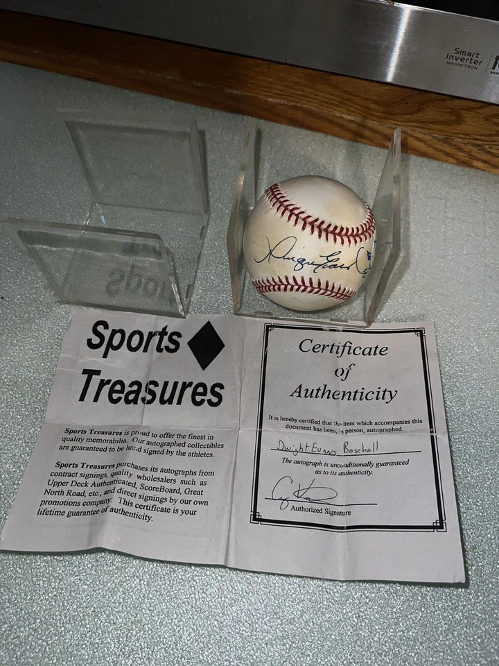 Béisbol firmado por Dwight Evans con certificado de autenticidad. ¿Huellas dactilares personales al firmar? Foto 2 de 4