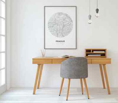 Czech Republic Prague Map 50x70cm Poster Premium Quality
