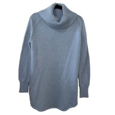 LuLu's Dress - Turtle Neck Light Blue Wool Blend - Large 