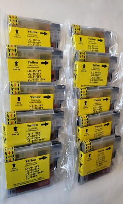 10x YELLOW PATRONEN kompatibel für BROTHER DCP 145c 165c 167c 195c 365c MFC 250c