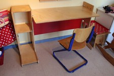 HABA Schreibtisch Schlaukopf, Stuhl und Rollcontainer