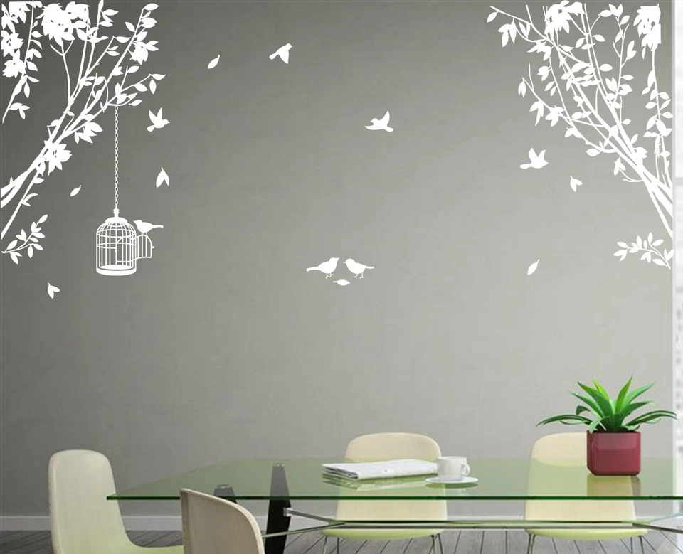 Large Side Wall Tree Branch with Cage& Birds Art Vinyl Wall Sticker HIGH QUALITY - Image 2 of 4