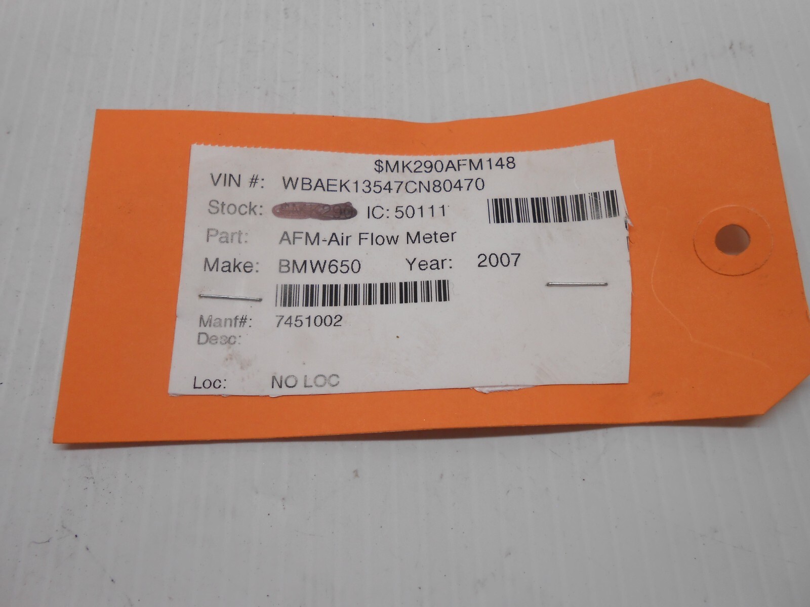 Genuine 2007 BMW 650I Air Flow Sensor 7566990 TE0365 | eBay
