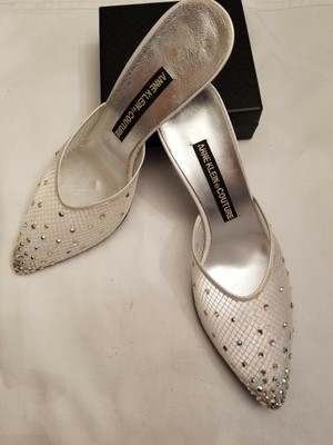 Anne Klein NEW Women's Silver Rhinestone Embellished Mules Size 7M Made In Italy | eBay