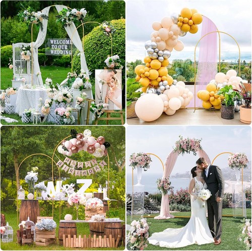 Metal Arch Backdrop Stand Set of 2(7.2FT+6FT)with Covers,Gold Wedding Arch Stand - Picture 8 of 9