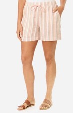 Briggs Ladies' Linen Blend Shorts, Pink Stripe, Size XXL