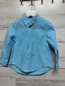Ralph Lauren Blue Plaid Button Up Shirt - Boys Size 2t - Very Good Used Conditio