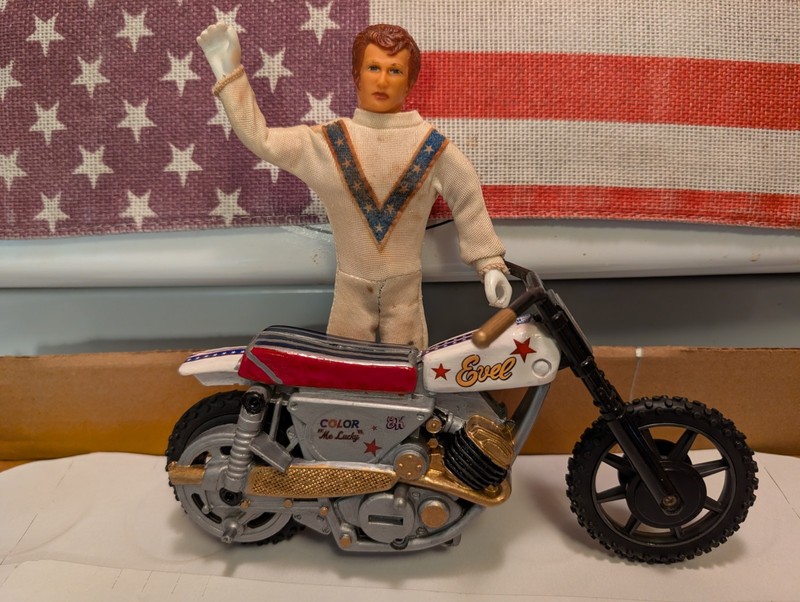 CUSTOM EVEL KNIEVEL VINTAGE SET ACTION FIGURE EVIL STUNT CYCLE 1970s & 80s WORKS