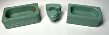 Vintage Strombecker Dollhouse Furniture Mint Green 2 Bathtubs Potty Bathroom