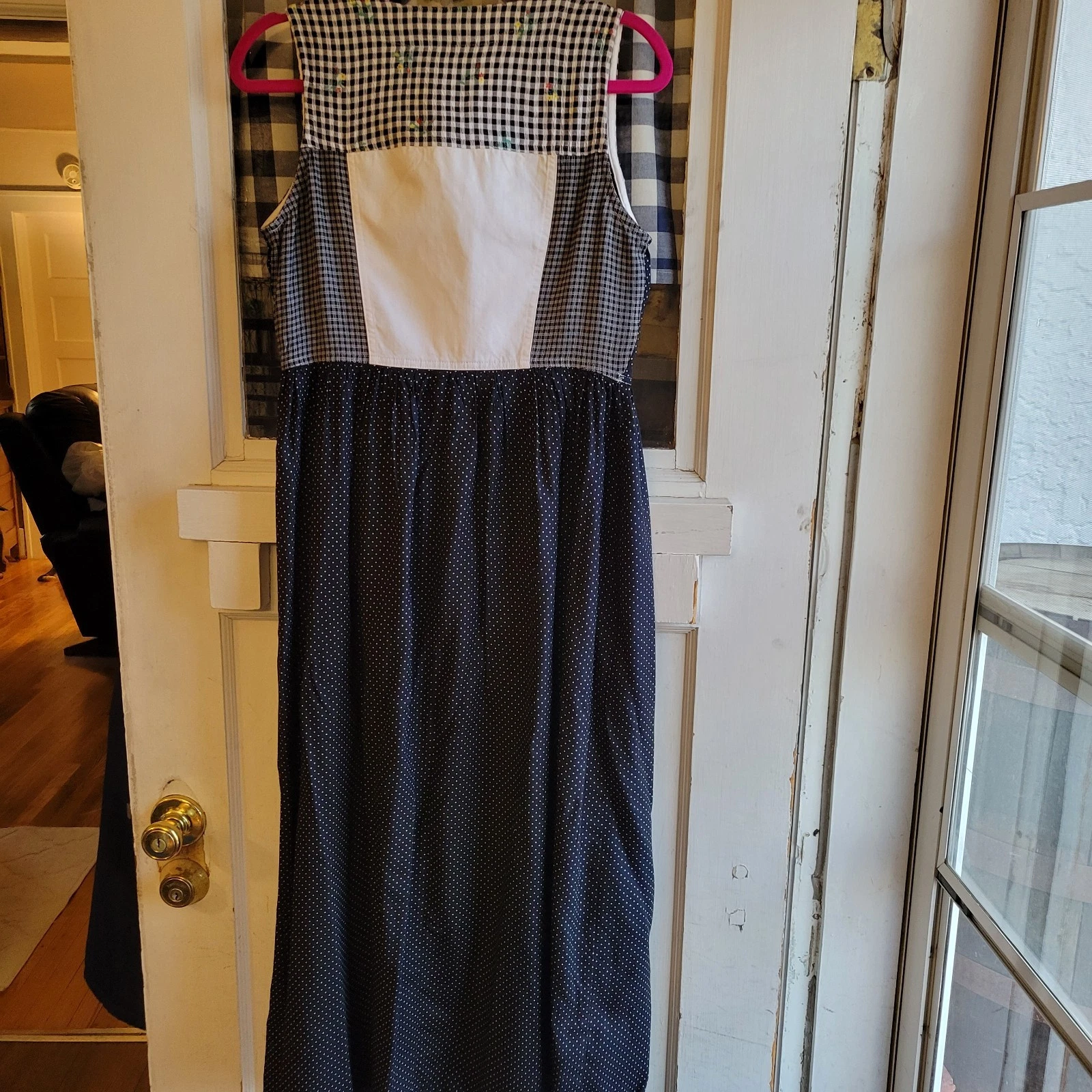 VETEMENTS Maxi abito donna Carole Miller Sport blu navy e bianco a pois taglia 4 vintage