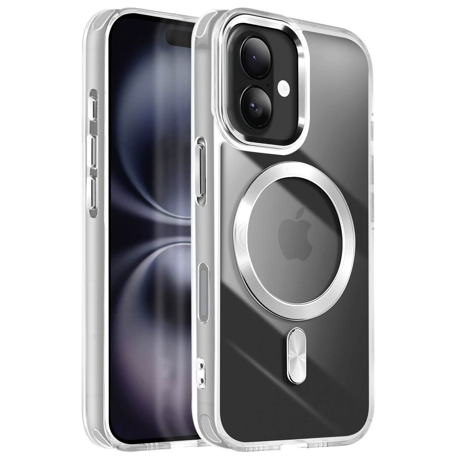 Coque iPhone 16 finition métallisée Avizar Cristal Color Argent premium
