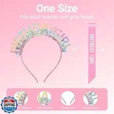 Papoopy Birthday Headband with Sash for Women, Birthday Crwon Tiara for Decor...