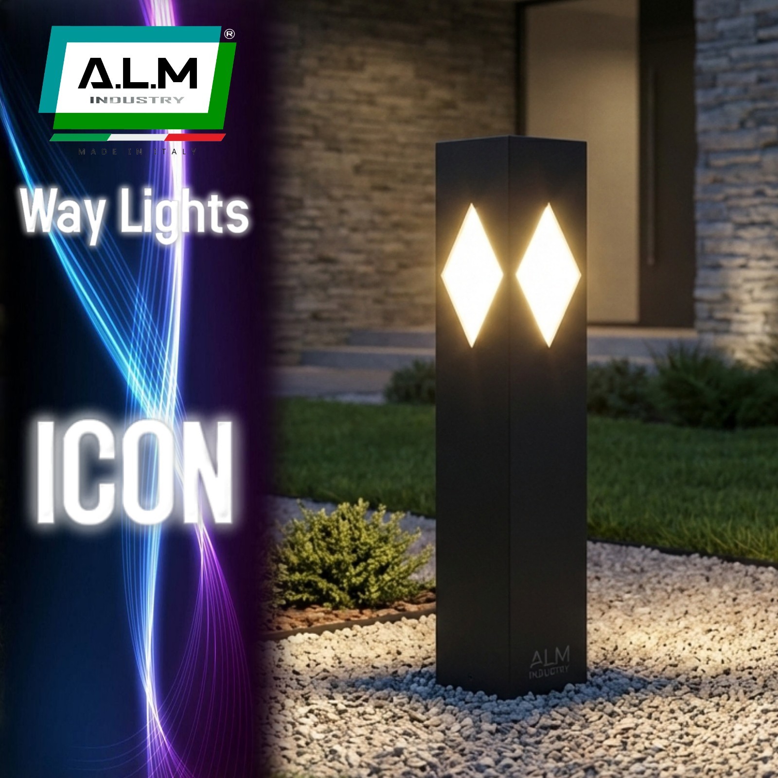 Lampione LED Esterno Way Lights iCON Made in Italy Giardino Palo