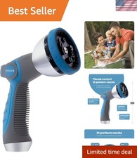 Versatile Garden Hose Nozzle with Comfortable Grip & 10 Watering Patterns