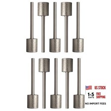 10Pcs Diamond Grinding Bits, 10mm Cylinder Head, 3mm Shank, 45mm Long Diamond