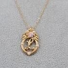Vintage Avon Necklace Initial L Pink Rose Gold tone 18" Estate Costume Jewelry