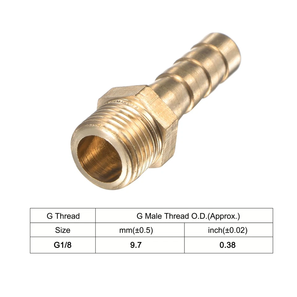 Ottone Tubo Barb Raccordo Dritto 6mm x G1/8 Maschio Filetto Tubo Connettore 3pz - Immagine 4 di 4