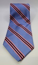 Brook Brothers Tie, 100 Silk, Made In England, Blue W/ Repp Stripes, Ex. Long