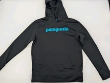 Patagonia Boys Pullover Black Hoodie Size XXL 16-18 Soft Shell