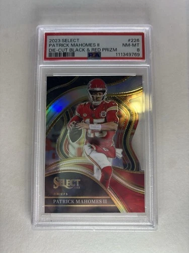 PSA 8- 2023 Panini Select - Club Level Patrick Mahomes II #226 Black & Red Prizm