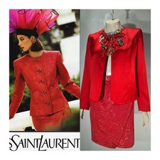 Iconic YVES SAINT LAURENT red silk jacket