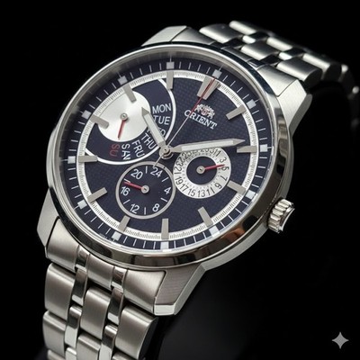 Orient UU07002D Herrenuhr   Elegante Multifunktion Analoguhr, 5 ATM,