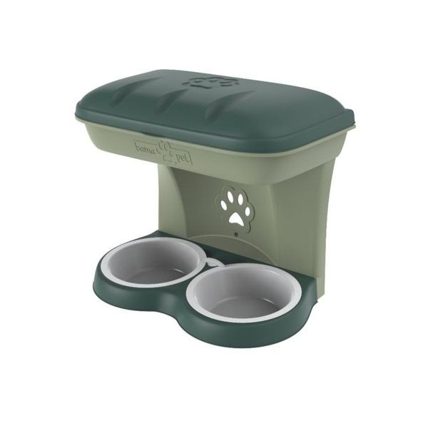 Ciotola Doppia per Cani Sospesa con Scomparto Bama Food Stand Maxi Verde - 19046