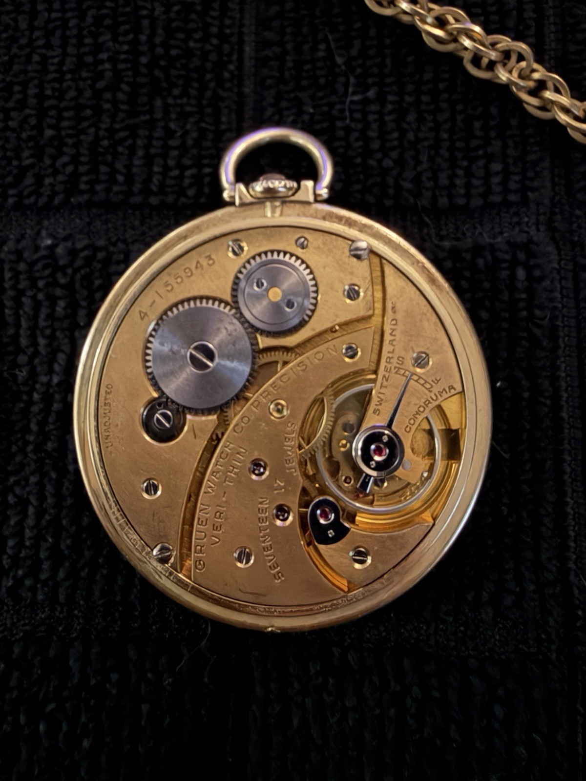 Gruen Veri-Thin Precision 14K Solid Gold Pocket W… - image 5