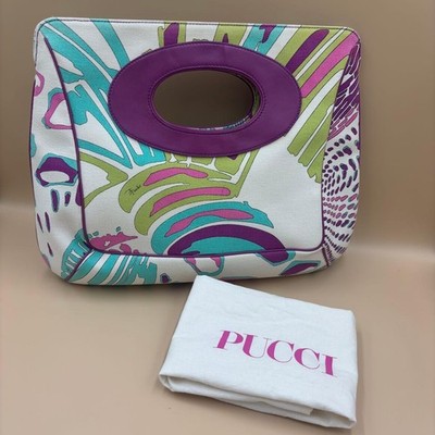 EMILIO PUCCI Pouch Canvas Multicolor Geometric Pattern Womens from Japan
