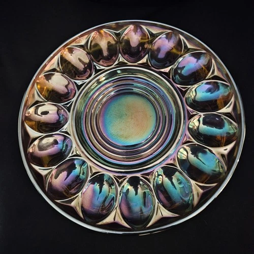 Vintage Jeannette Glass Carnival Glass Deviled Egg Plate