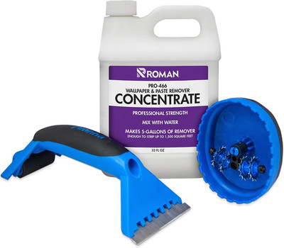 Wallpaper Removal Kit - Concentrate (32 Oz), Perforating Scoring Tool, and Angle