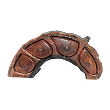 Vtg Burl Exotic Wood Live Edge Jewelry Box Arch Handmade OOAK Lg 4 Drawer Signed