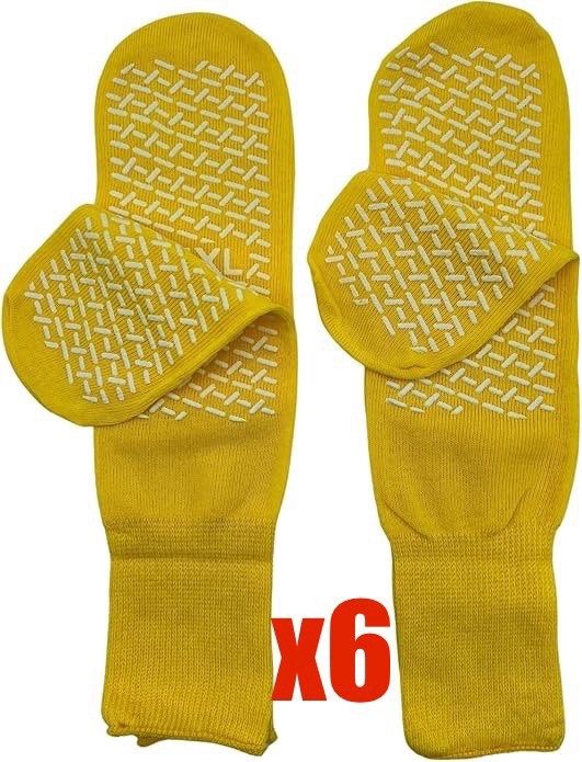Calcetines de seguridad antideslizantes doble cara banda de rodadura agarre hospitalario pantuflas suaves XL 6 PARES