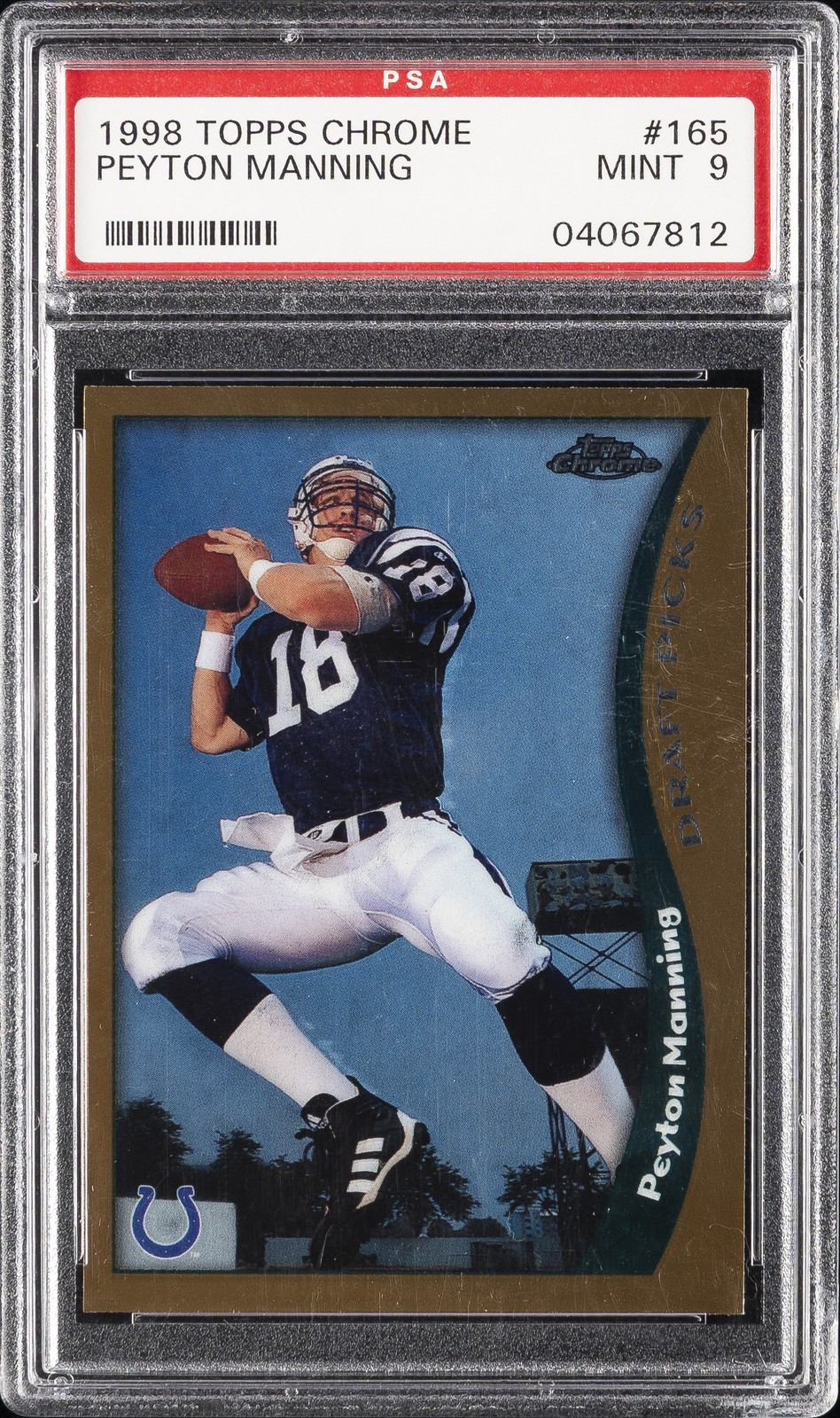 1998 TOPPS CHROME #165 PEYTON MANNING ROOKIE RC PSA 9