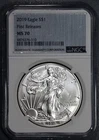 2019 $1 AMERICAN SILVER EAGLE UNC First Releases 1 oz .999 NGC MS 70 A6371
