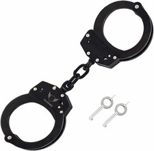 Handcuffs Law Enforcement - Heavy Duty Steel Chain Hand Cuffs - Includes 2 Ke...