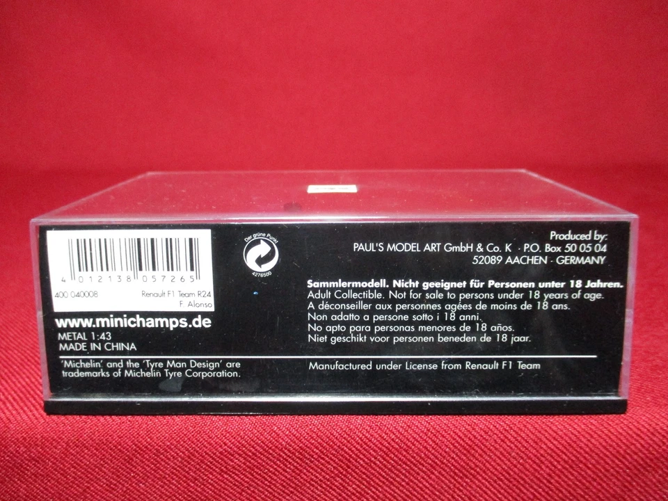 1:43 Scale Fernando Alonso 2004 Renault F1 Team R24 Minichamps Formula 1 GP - Image 4 of 4