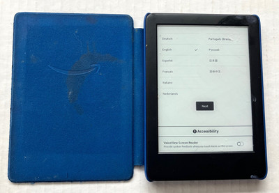 Kindle Reader, 10th Gen, Audible Capable, Model J9G29R, w blue cvr, *TESTED*