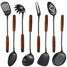 304 Stainless Steel Kitchen Utensils Set, 8 Pcs Long Cooking Utensils Set wit...