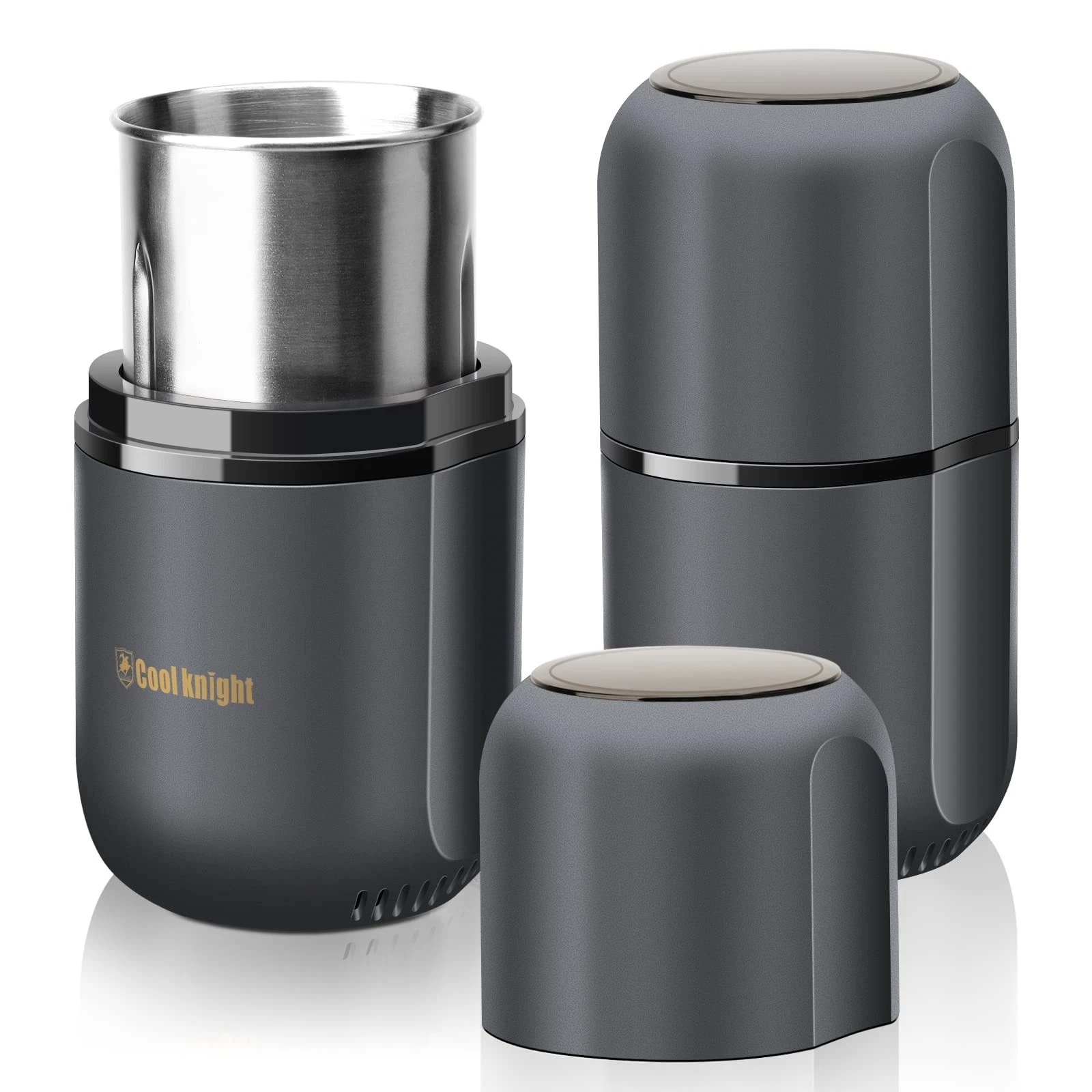 COOL KNIGHT Herb Grinder [large capacity/fast/Electric ]-Spice Gray