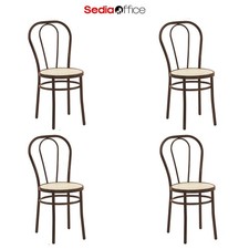 4 x Sedia Thonet Metallo Design Sala Pranzo Cucina Ristorante Bar Marrone Lucido