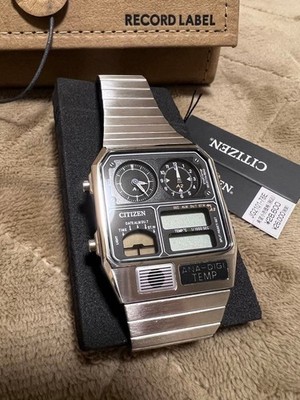 Citizen JG2101-78E Ana Digi Temp Reissue Silver Watch Vintage
