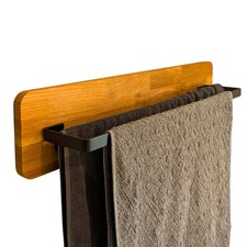 Großer Handtuchhalter aus Eiche & Metall - Einfache Wandmontage, Handtuchstange